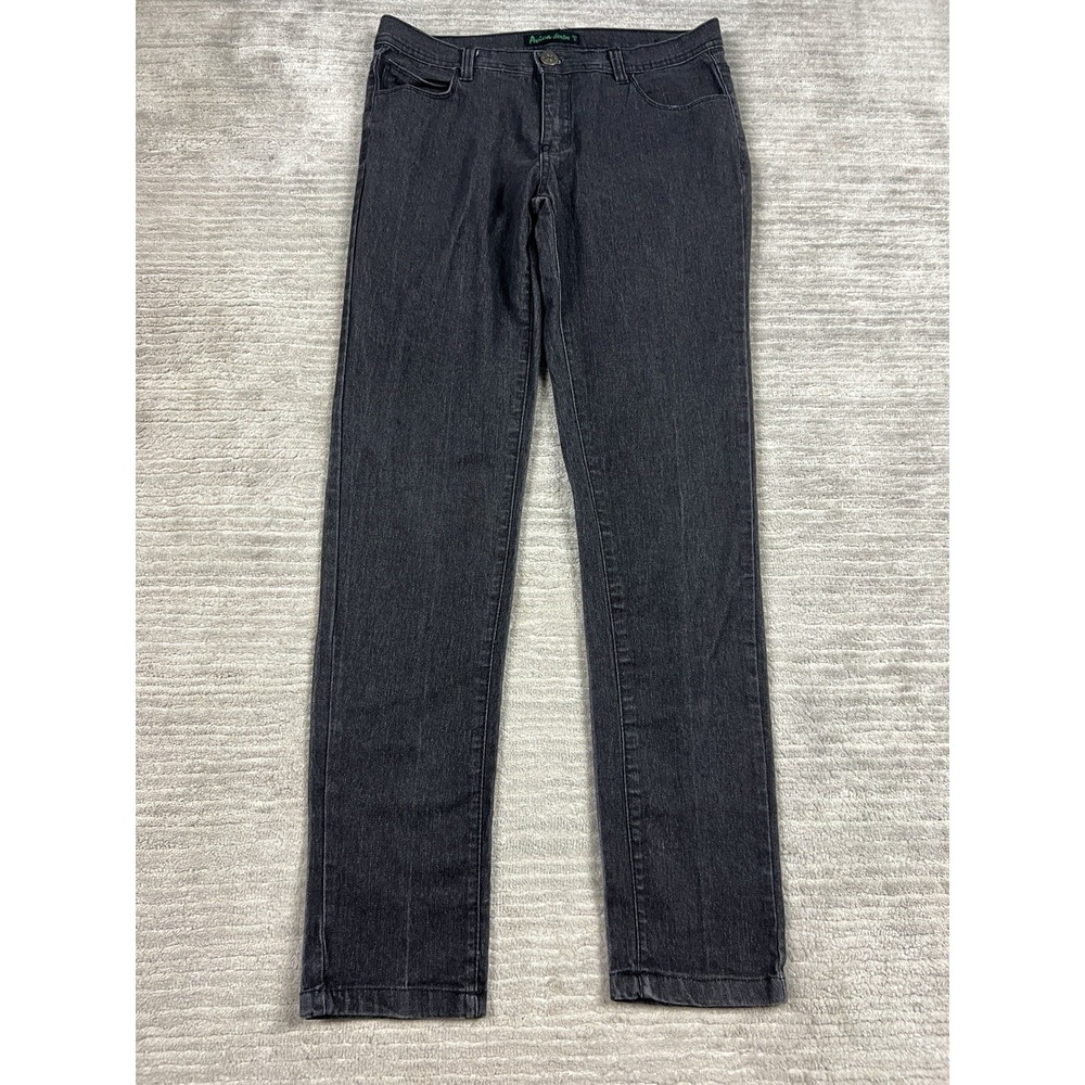 Aviva Denim Jeans Juniors 11 Black Slim Straight‎ Leg Stretch Darkwash Midrise